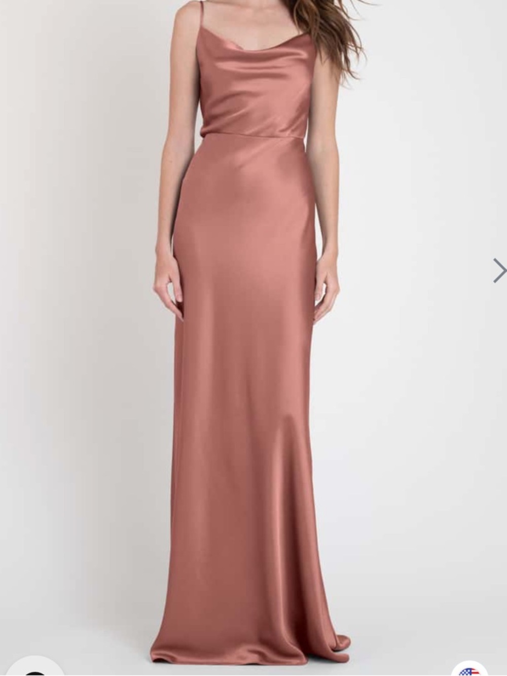 Jenny Yoo Satin Cowl Neck Slip Dress in Rose Dust - Women